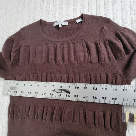 Audrey Talbott Carmel Womens Brown Silk Cashmere Textured Ruched Sweater Medium - Picture 6 of 7